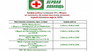 график работы площадок по оказанию первой помощи на апрель 2025 года